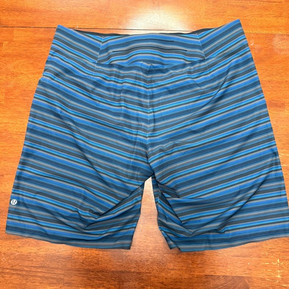 Lululemon Mens Board Shorts Striped Size 38 Blue Gray Athletic Swim - Picture 5 of 9